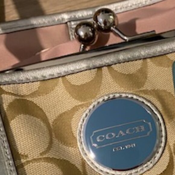 Coach #F17444 Khaki Monogram Canvas Multicolor Leather Stripe Doctors Bag Purse - Picture 4 of 12